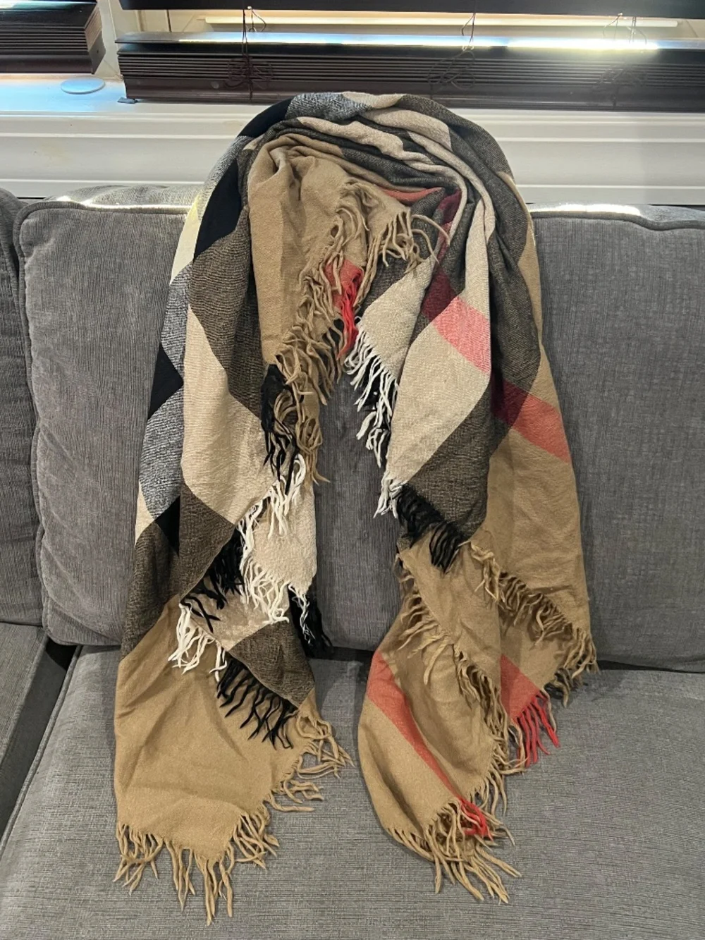 Burberry Check Wool Deluxe Square Scarf